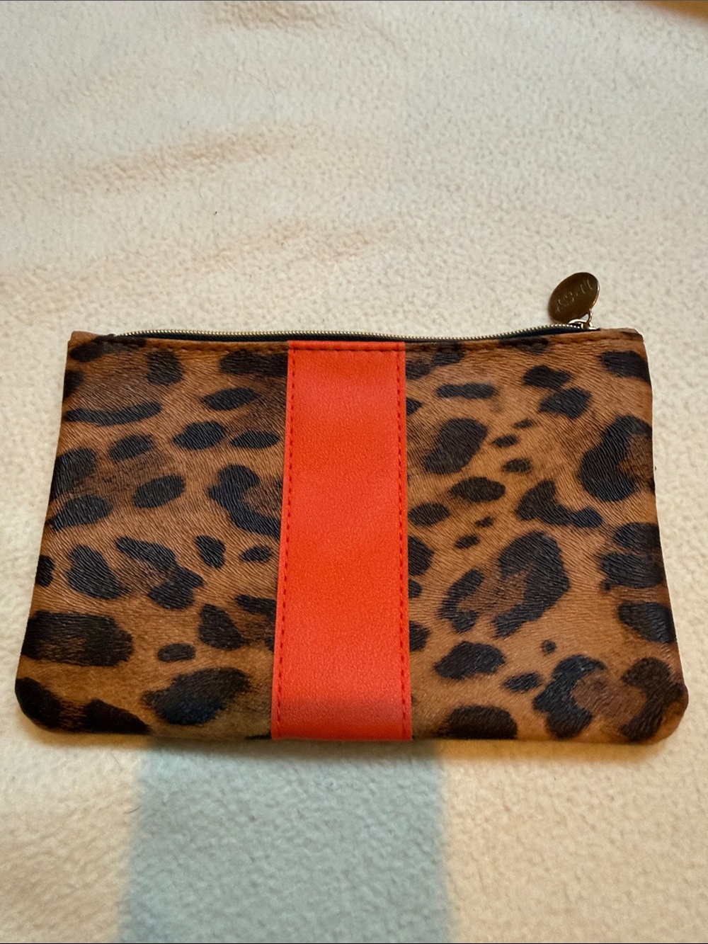 ipsy Leopard-Print Cosmetic Pouch with Gold Pull